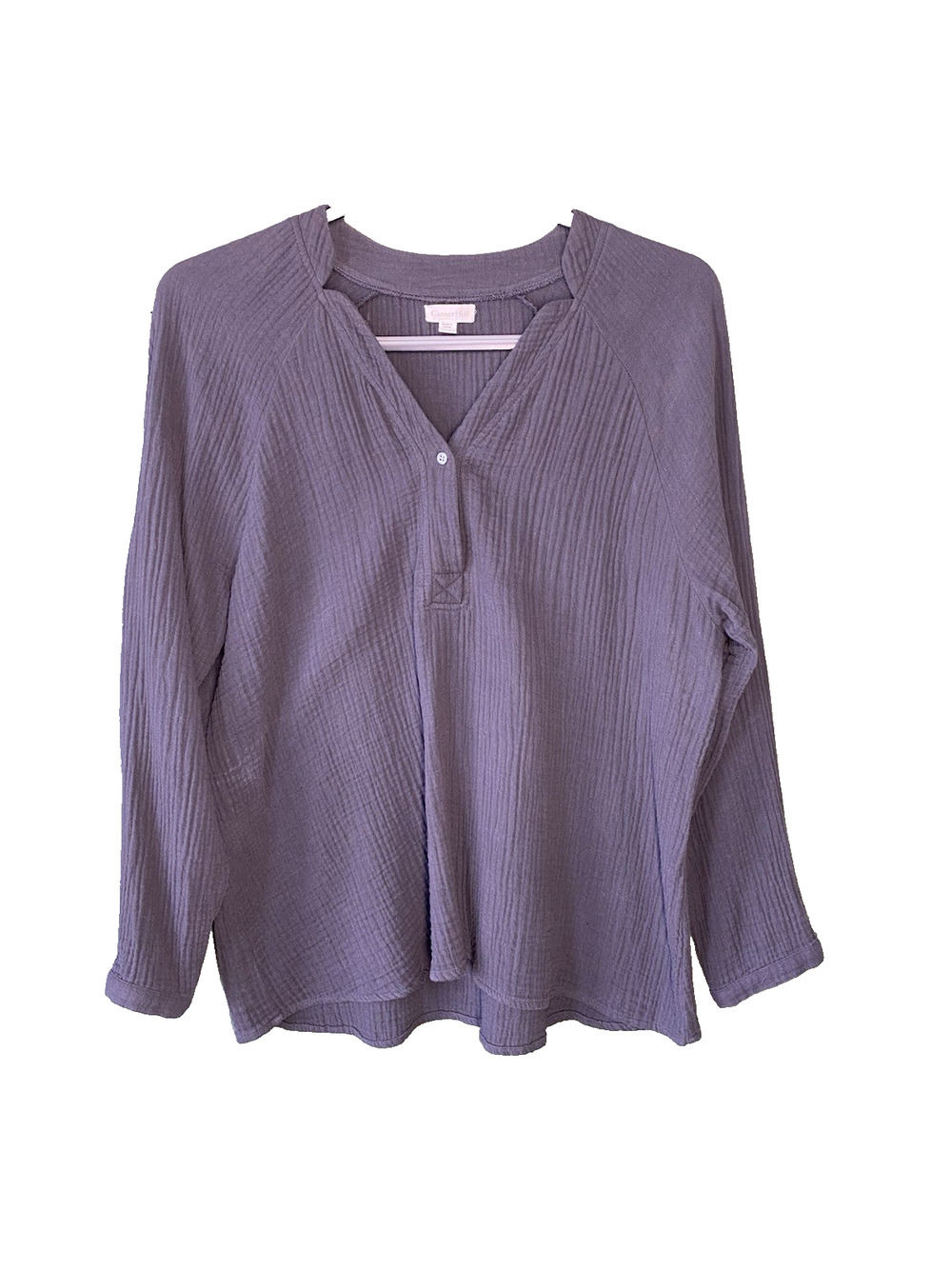 Garnet Hill 100% Organic Cotton Shirt Womens 14 Gauze Coastal Lightweight Top